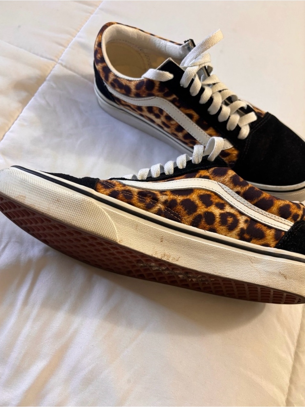 Vans Leopard Print Old Skool Sneakers - Black/Leopard - Picture 3 of 5